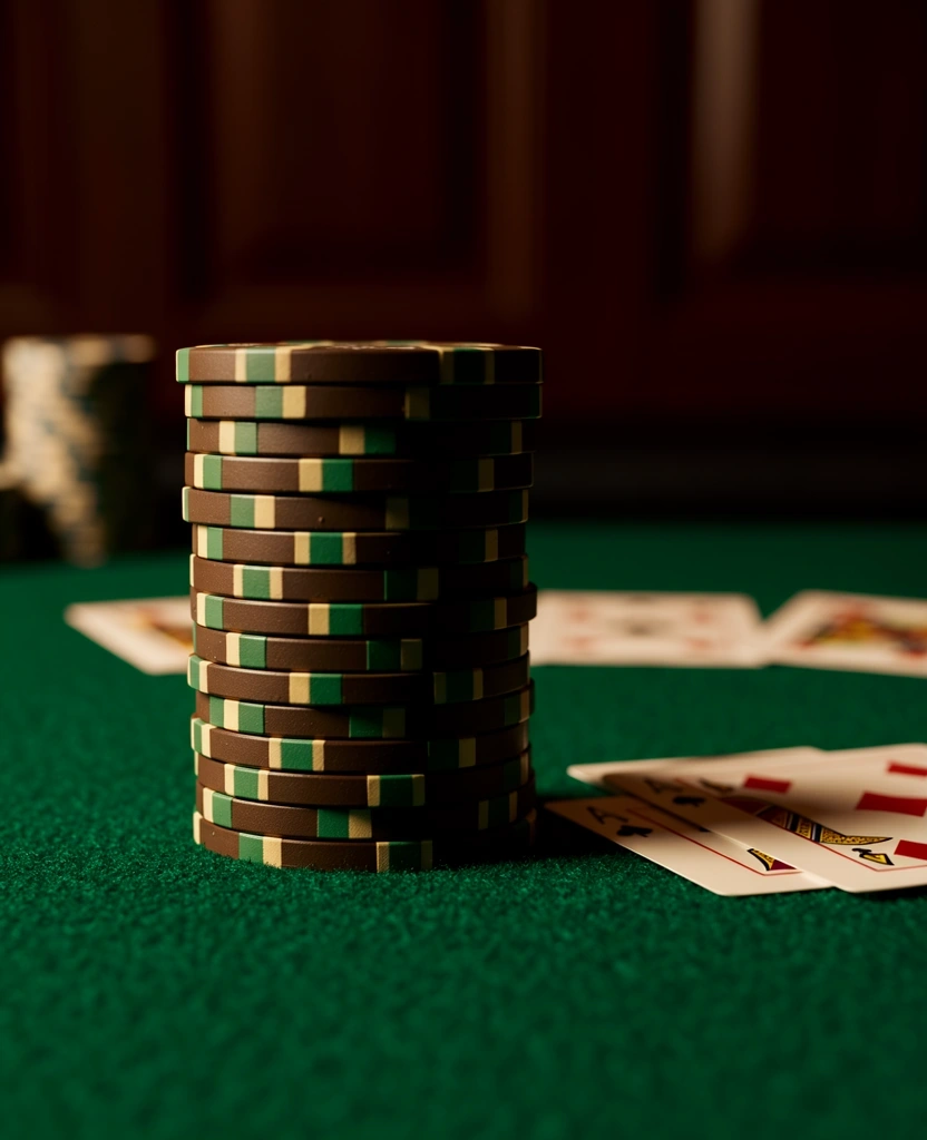 Jetons de poker sur tapis vert